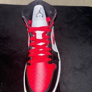 Jordan High-Top Sneakers in Red, Black & White